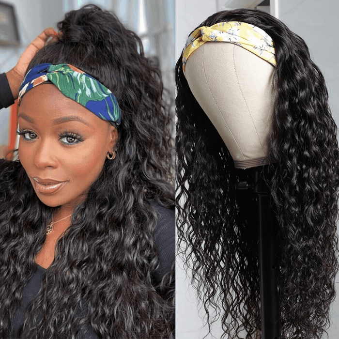 Incolorwig Easy To Wear Headband Wig 150% Density Water Wave Wigs Real ...