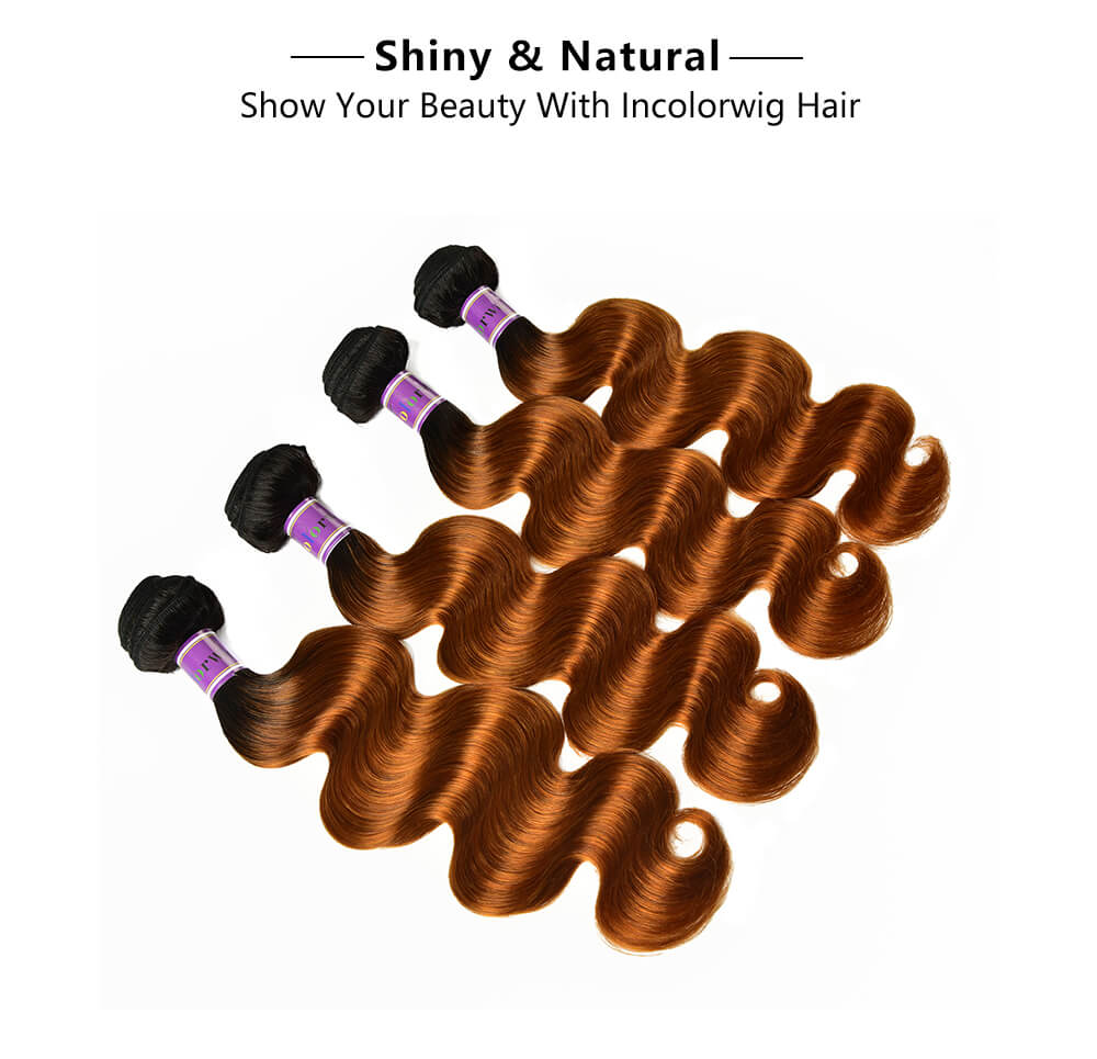 Incolorwig High Quality Body Wave Hair Weave #TB30 Color Brazilian 4 ...